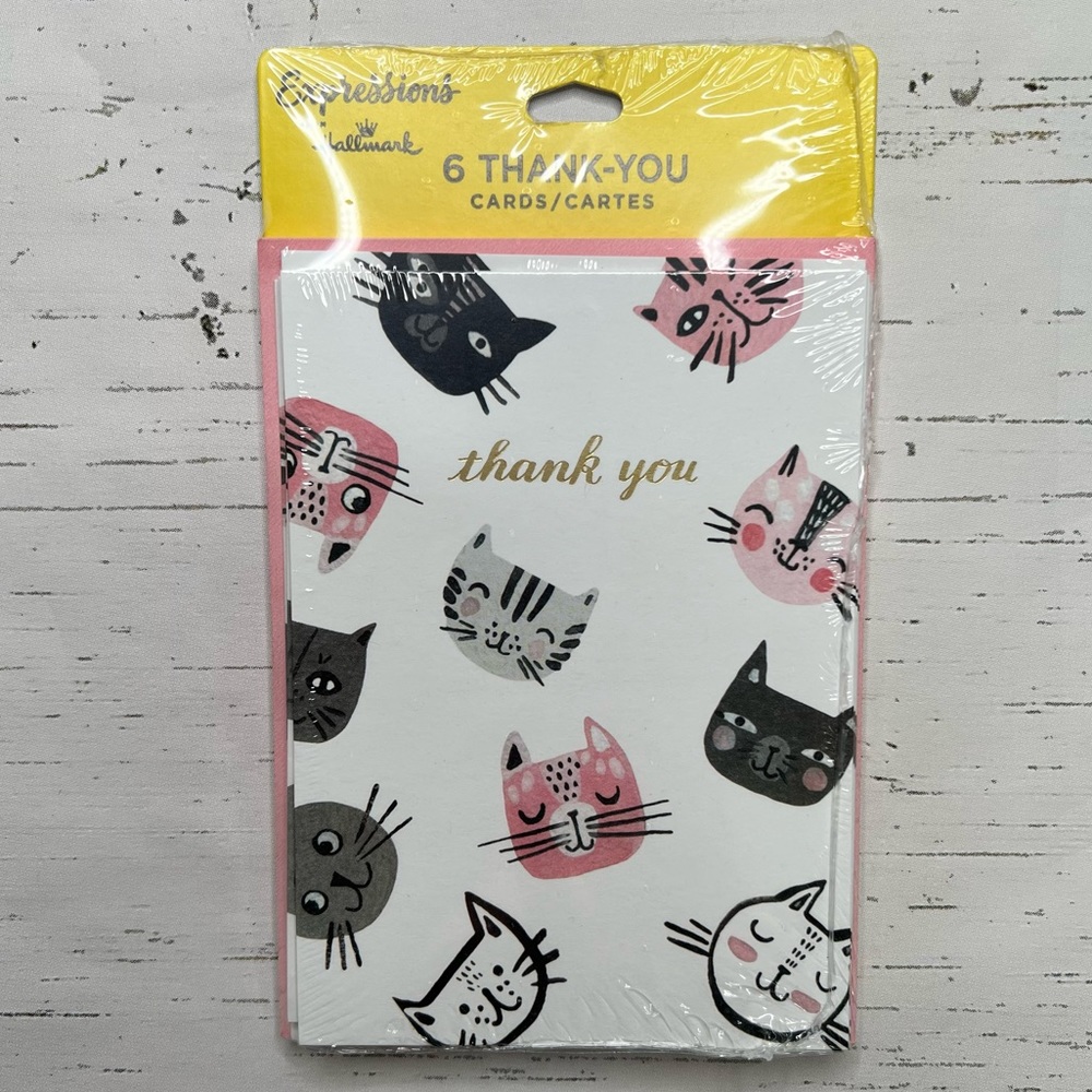 4/$14 6pk Hallmark Expressions Kitty Cats Note Cards Blank Inside NEW SEALED
